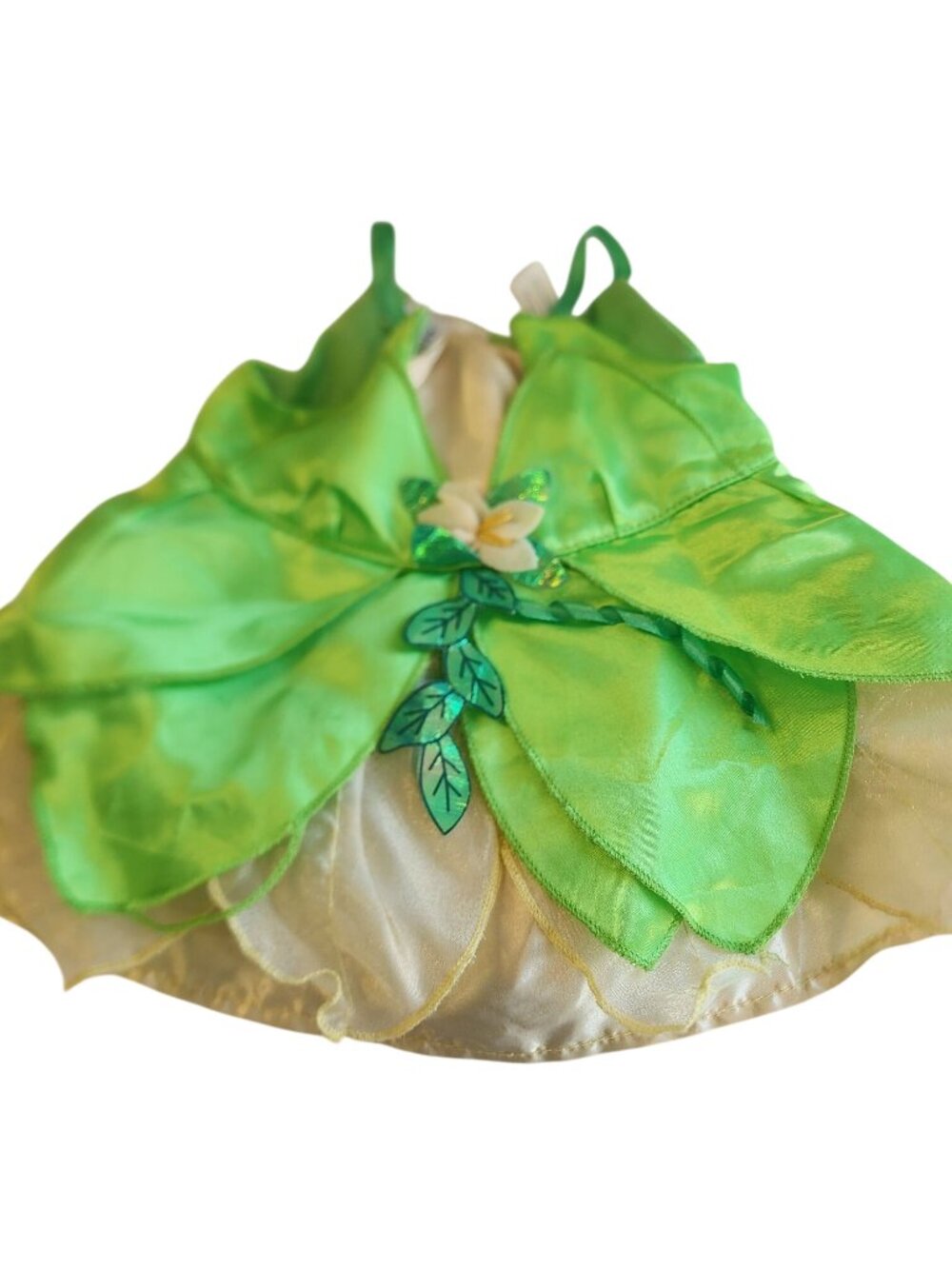 BAB TinkerBell Fairy Costume Dress Petal-like green leaf overlays